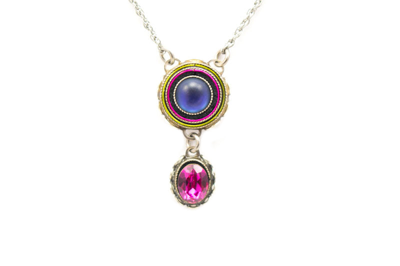 Multi Color SImple Pendant with Drop Necklace by Firefly Jewelry