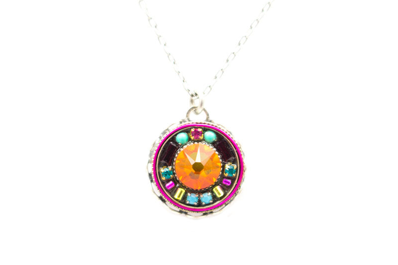 Tangerine Vintage Round Pendant by Firefly Jewelry