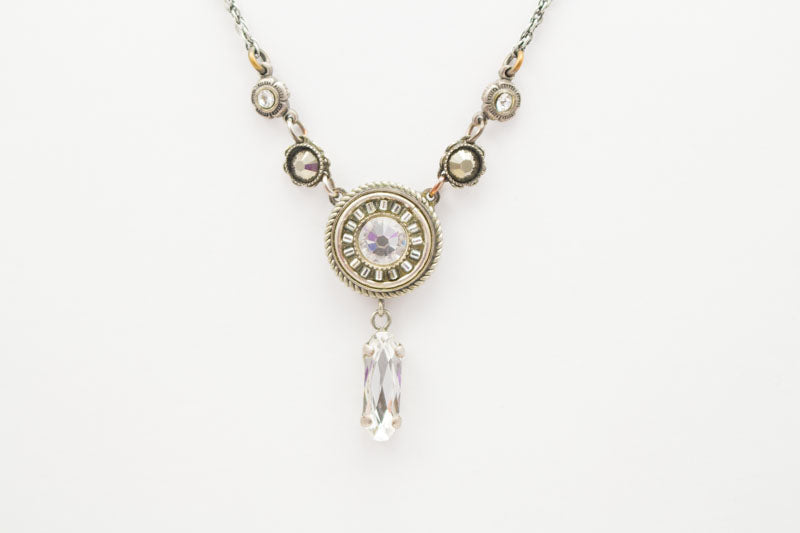 Silver La Dolce Vita Circle with Y Drop Necklace by Firefly Jewelry