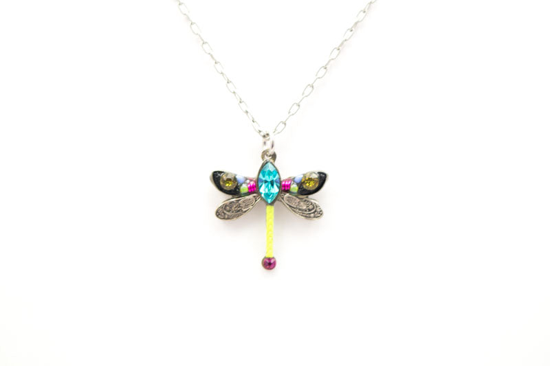 Multi Color Petite Dragonfly Pendant Necklace by Firefly Jewelry