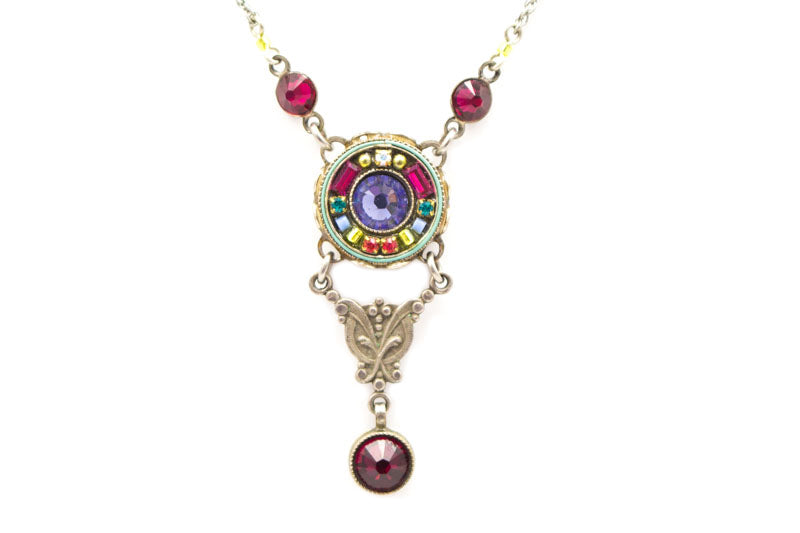 Multi Color Vintage Necklace with Drop by Firefly Jewelry