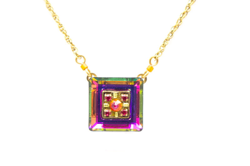 Ruby La Dolce Vita Mosaic Crystal Pendant by Firefly Jewelry