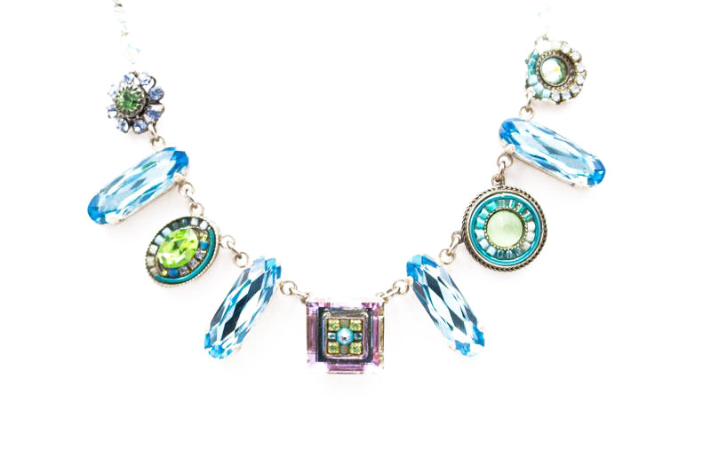 Light Blue La Dolce Vita Oblong Necklace by Firefly Jewelry