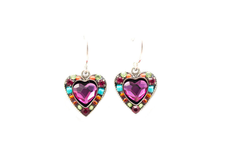 Multi Color Rose Heart Earrings by Firefly Jewelry