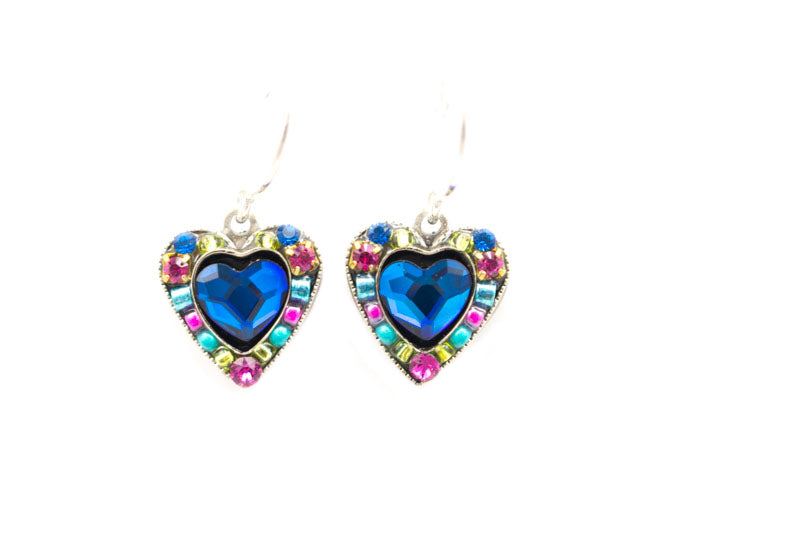 Bermuda Blue Rose Heart Earrings by Firefly Jewelry