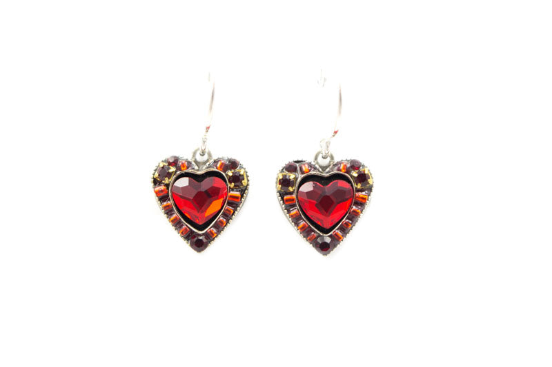 Red Rose Heart Earrings by Firefly Jewelry