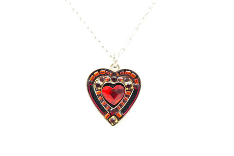Red Rose Heart Pendant Necklace by Firefly Jewelry