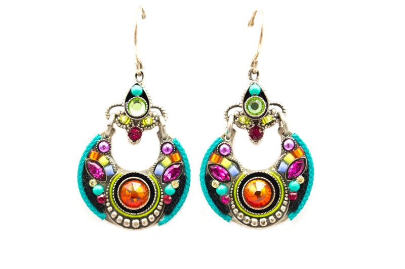Multicolor Adorned Hoop Earrings by Firefly Jewelry