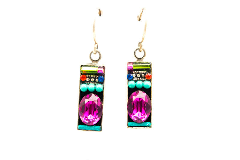 Multi Color Small Baguette Earrings by Firefly Jewelry