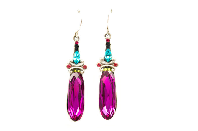 Fuschia Large Crystal Drop Earrings by Firefly Jewelry
