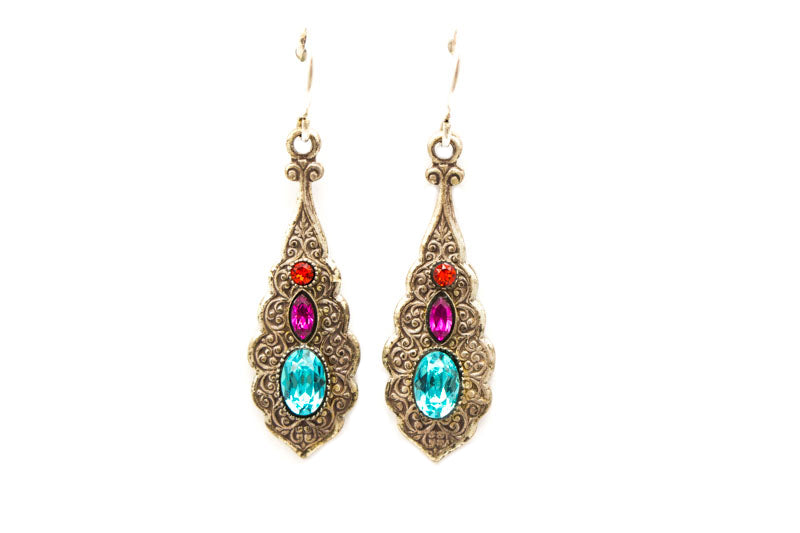 Multi Color Arabesque Drop Earrings by Firefly Jewelry