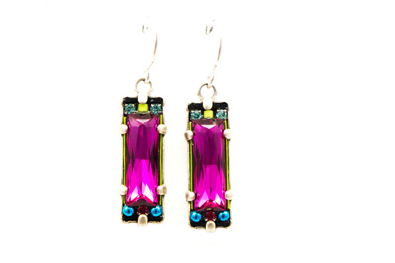 Fuschia Crystal Earrings by Firefly Jewelry