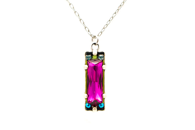 Fuschia Crystal Pendant Necklace by Firefly Jewelry