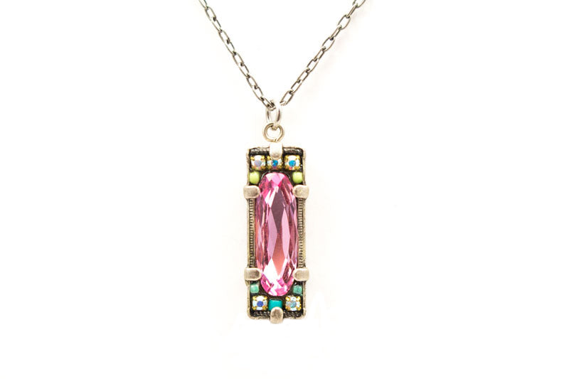 Rose Crystal Pendant Necklace by Firefly Jewelry