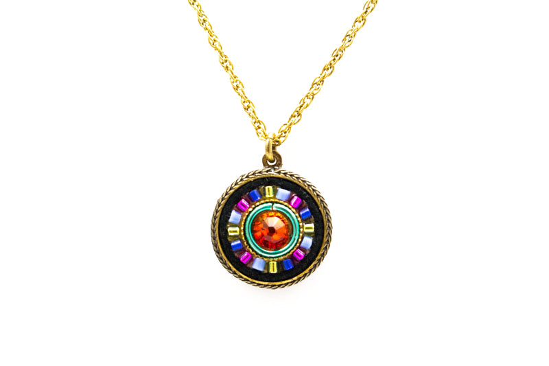 Multi Color in Gold La Dolce Vita Round Pendant by Firefly Jewelry