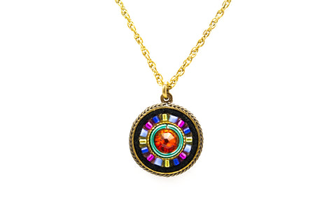 Multi Color in Gold La Dolce Vita Round Pendant by Firefly Jewelry