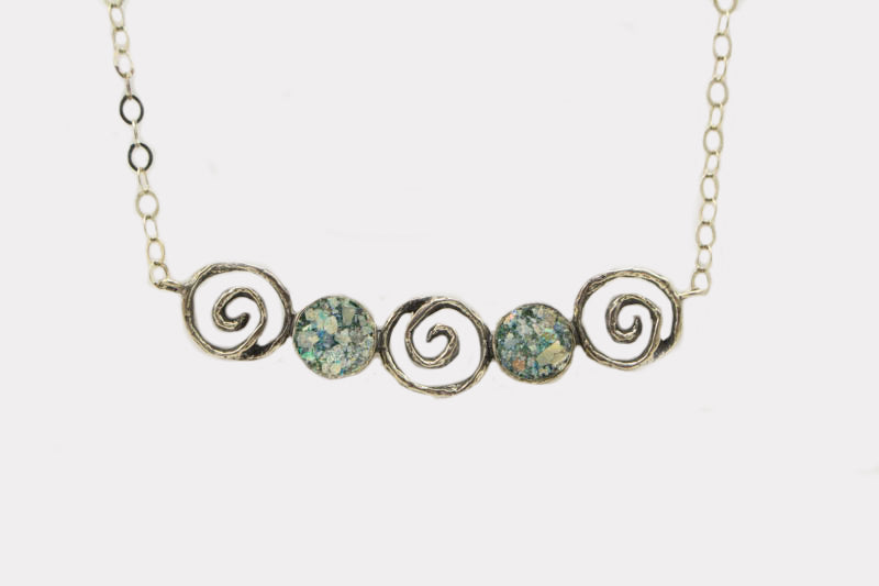 Spirals and Circles Roman Glass Necklace