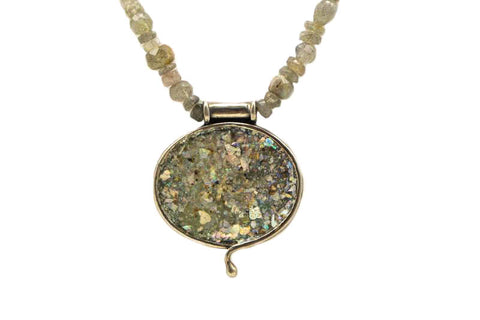Beaded Labradorite Roman Glass Necklace