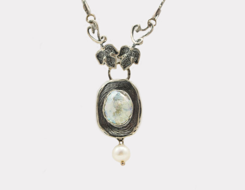 Pearl Drop Roman Glass Necklace
