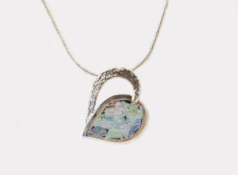 Open Heart Roman Glass Necklace