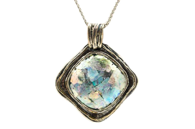 Delicate Diamond Roman Glass Necklace