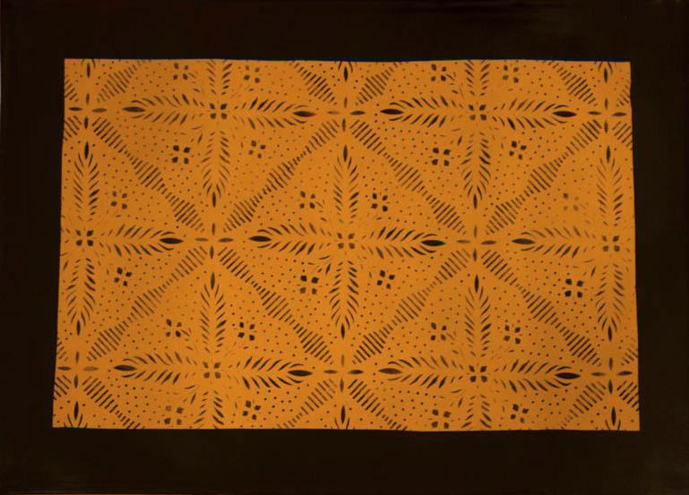 Edward Durant House Squares with Border in Yellow Ochre Floorcloth
