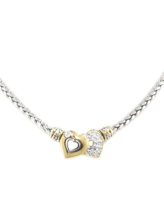 Heart Collection Double Heart Pave Center Necklace by John Medeiros