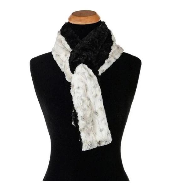 Cuddly Black with Winter Frost Luxury Faux Fur Scarf