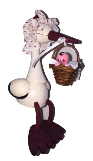 Stork with Baby Handcrafted Wooden Jumpie