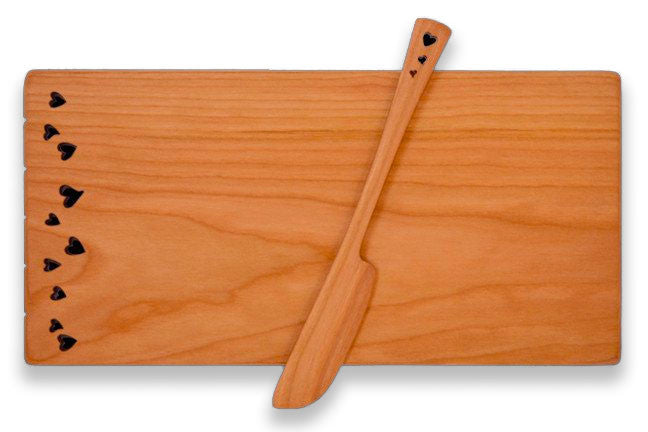 Cheese Board with Spreader with Heart Design