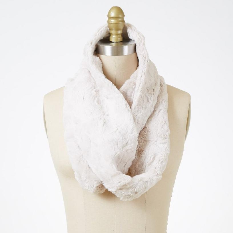 Cuddly in Sand Luxury Faux Fur Infinity Scarf