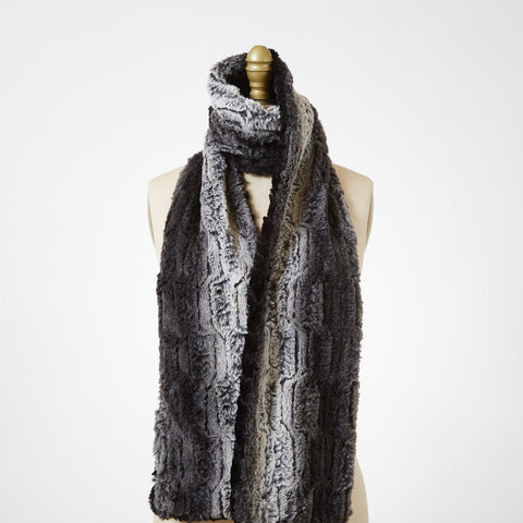 Chinchilla in Blackwith Cuddly Black Luxury Faux Fur Scarf