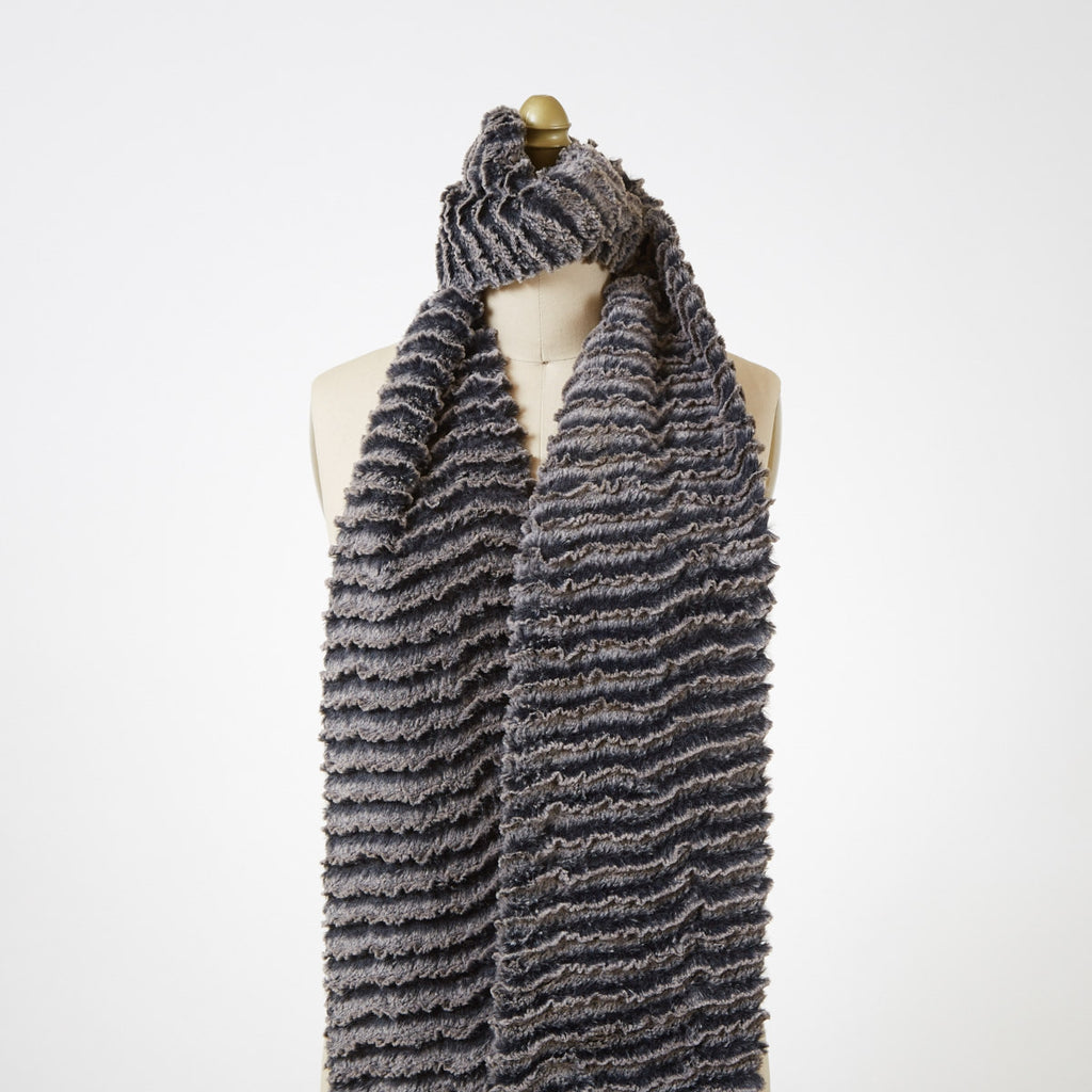 Desert Sand in Charcoal Luxury Faux Fur Scarf