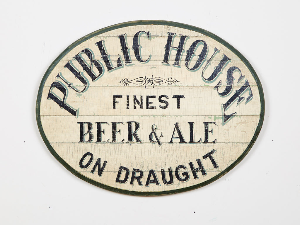 Public House Wood Sign, Oval Americana Art