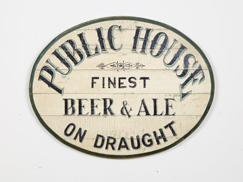 Public House Wood Sign, Oval Americana Art