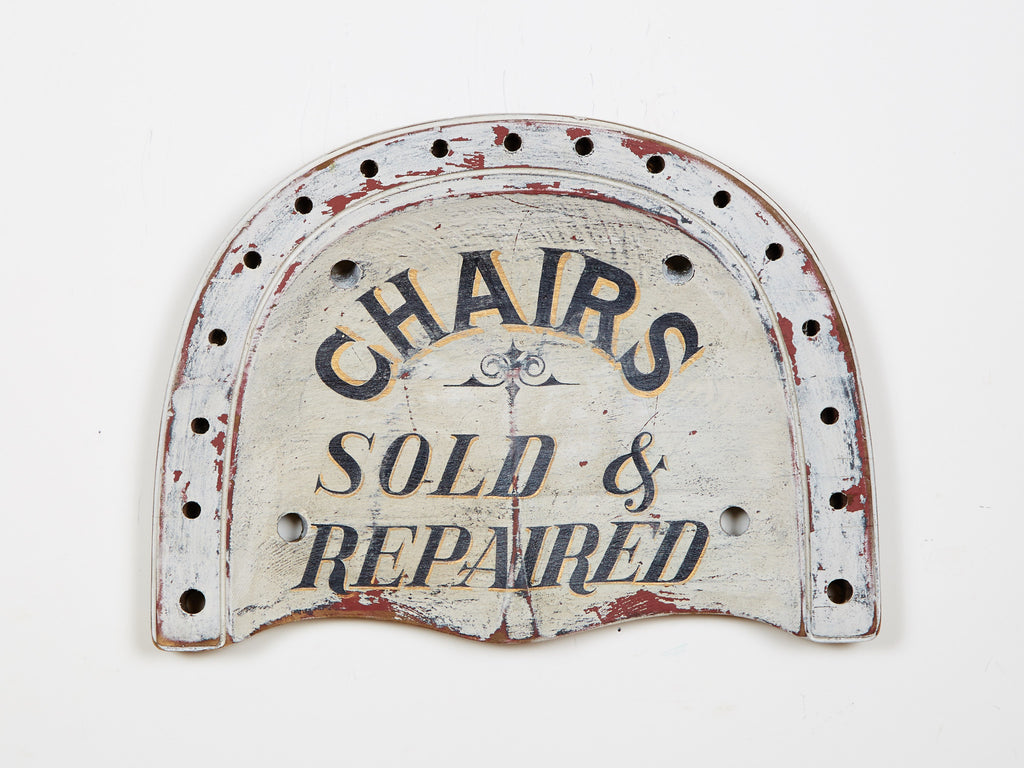 Chairs Sold and Repaired (On old Antique Chair Seat) Americana Art