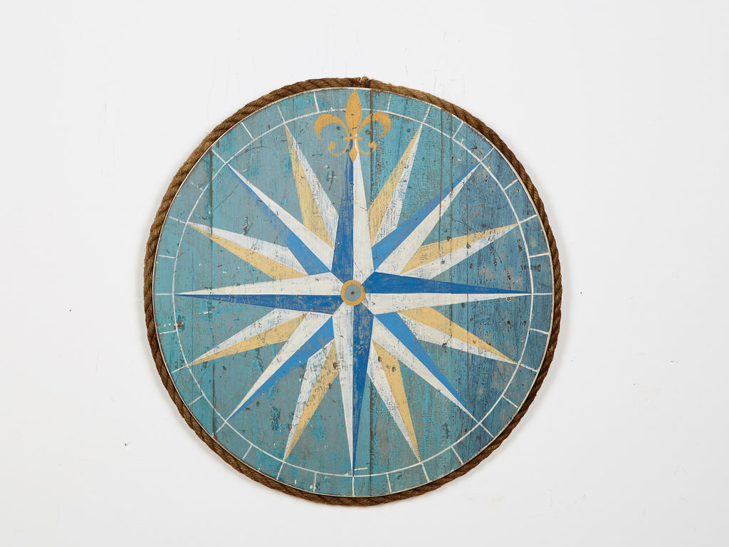 Compass Rose Green/Blue Sign Americana Art