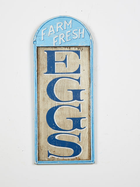 Farm Fresh Eggs, Blue, Vertical Americana Art