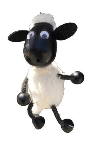 Black Sheep with White Body Handcrafted Wooden Jumpie