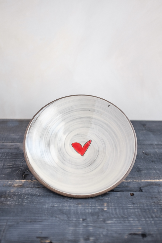 Love Heart Pasta Bowl Hand Painted Ceramic
