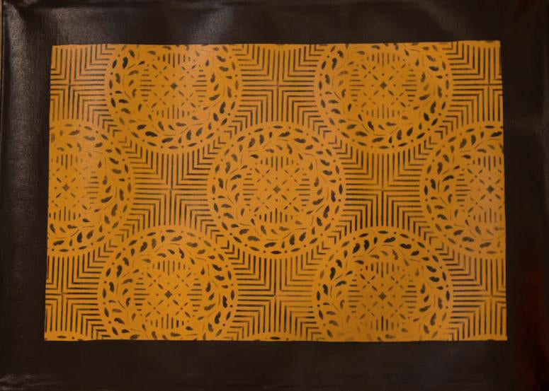 Edward Durant House Circles with Border in Yellow Ochre Floorcloth