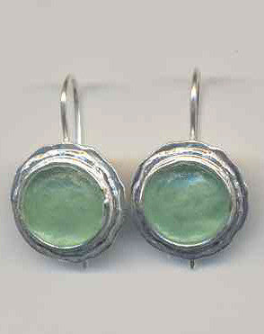Simple Round Washed Roman Glass Earrings