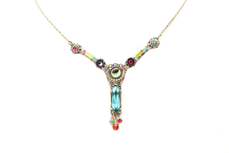 Multi Color Brilliant Extended Drop Necklace by Firefly Jewelry