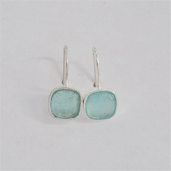 Simple Square Washed Roman Glass Earrings