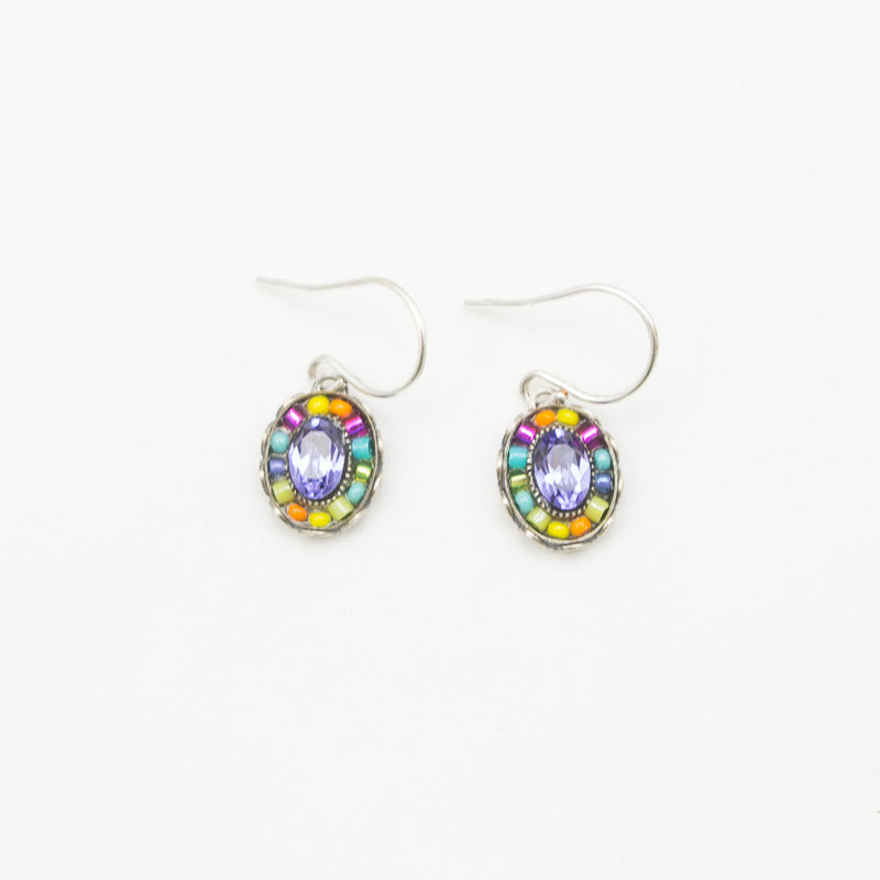 Multi Color Oval Mosaic Earrings by Firefly Jewelry