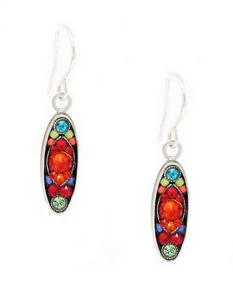Multi Color Sparkle Long Oval Earrings by Firefly Jewelry