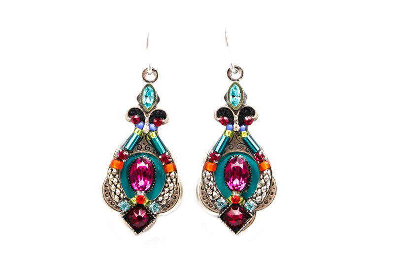 Multi Color Elaborate Angels Harp Earrings by Firefly Jewelry