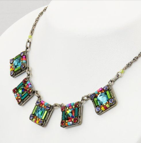 Multi Color Square Necklace by Firefly Jewelry