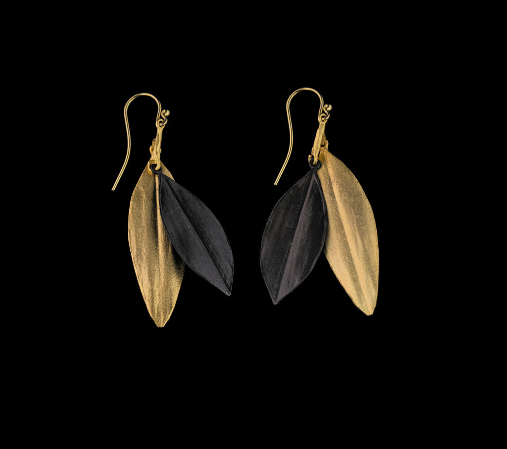Cordyline Double Leaf Wire Earrings By Michael Michaud