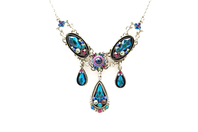 Bermuda Blue Emma Elaborate Flame Necklace by Firefly Jewelry